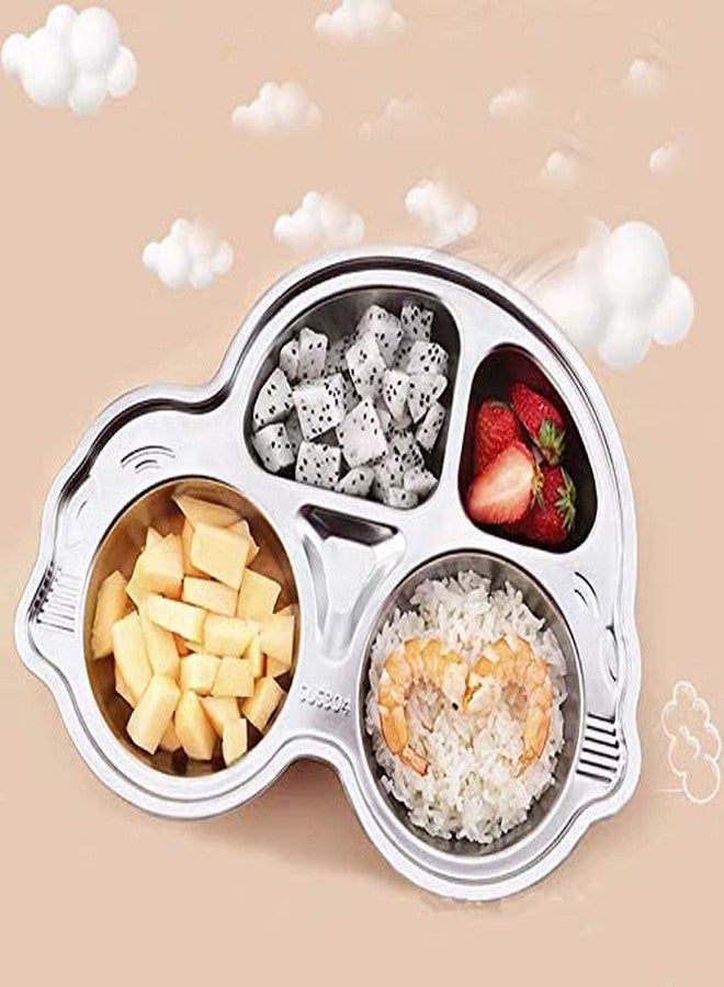 Senvasfa Stainless Steel Plate Divided Meal Tray Sections Dinner Dish for Babies, Toddlers and Kids Eating Food Car Shape BPA-Free Safe Fun Non-Toxic Heavy Duty (silver 2 pack) - Image 4